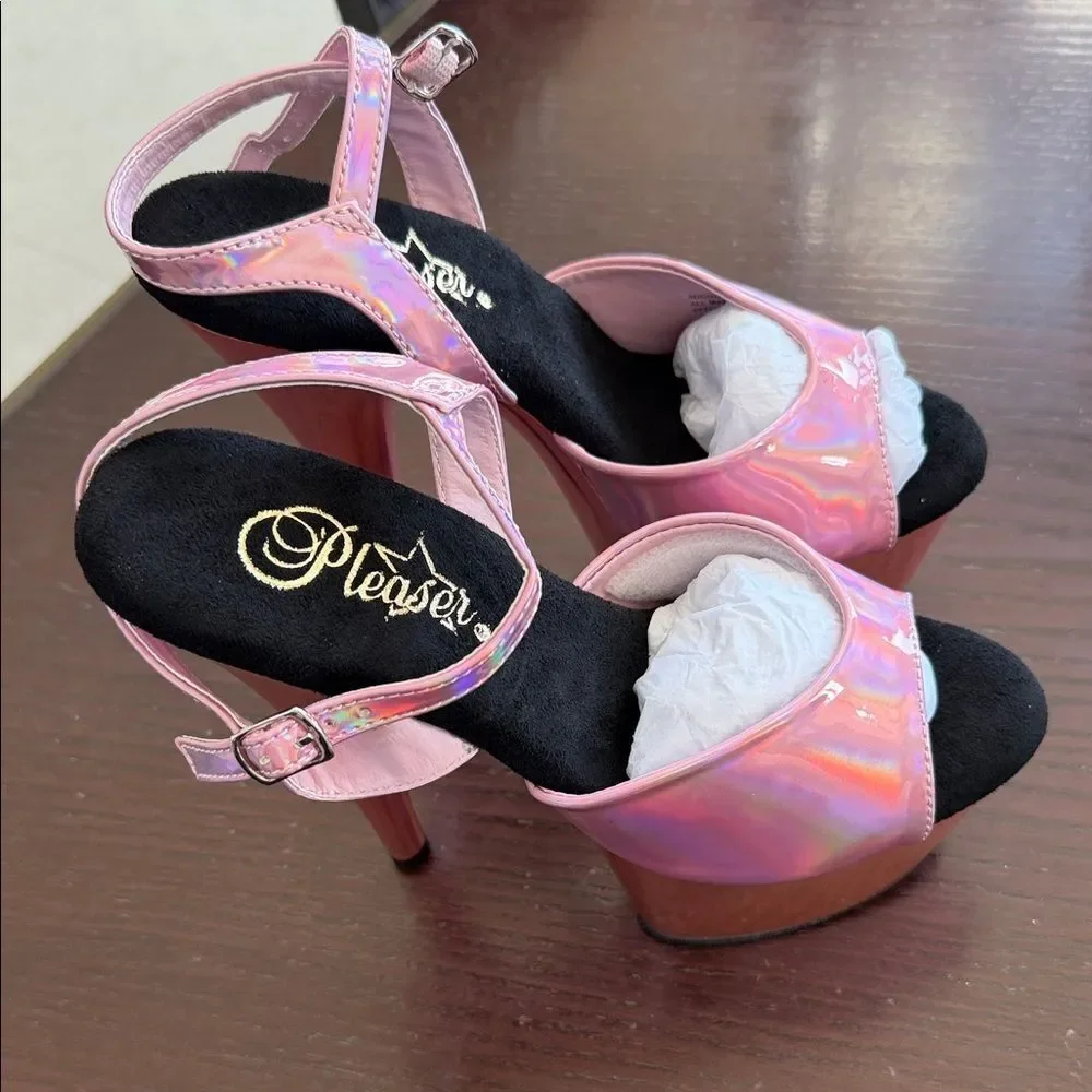 Pleaser Iridescent Pink Platform Sandals